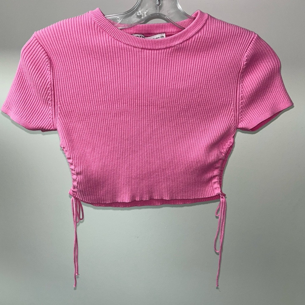 Zara Cropped Pink Tee S